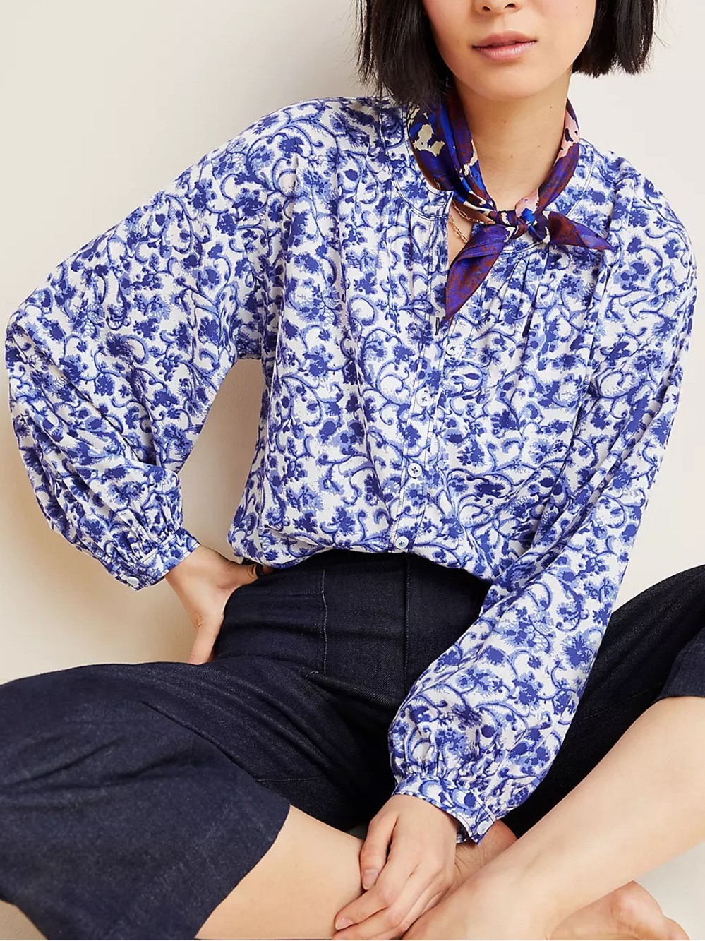Anthropologie PILCRO The Tavi Textured Button down blue